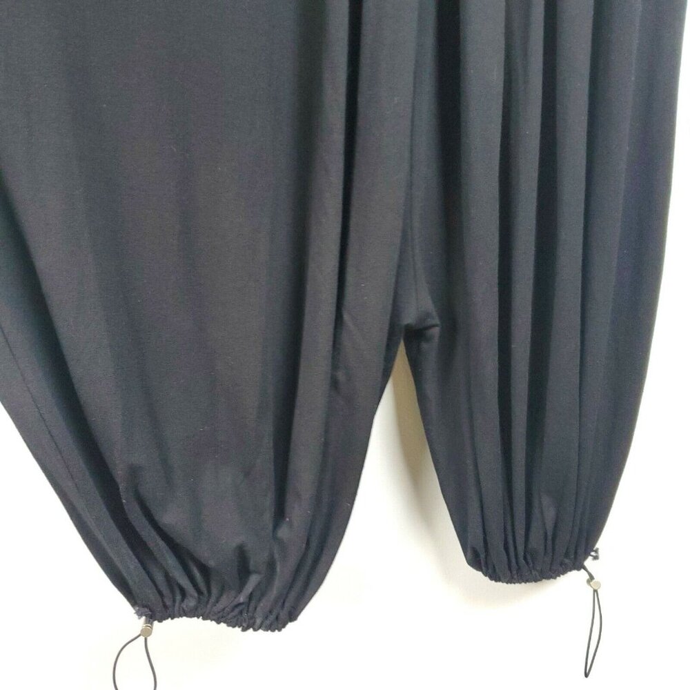 Que Women's Black Drop Crotch Sleeveless Drawstrings V-Neck Jumpsuit Size 6 NWOT - Picture 4 of 10